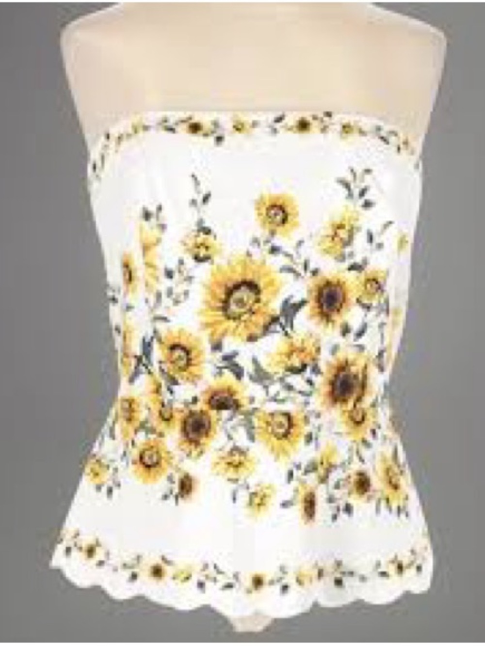 White House Black Market White Sunflower Strapless Peplum Top